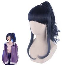 Anime Hyuuga Ichizoku Dark Blue Long Cosplay Wig With Claw Ponytail Synthetic Hair Halloween Costume Party Wigs With Bangs 2024 - buy cheap