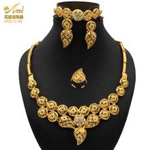 Conjunto de jóias de ouro colares brinco conjuntos de jóias para mulheres casamento anéis de noiva pulseiras círculo africano ouro moda 24k dubai 2024 - compre barato