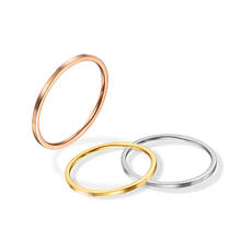 JHSL-anillo pequeño de acero inoxidable para mujer, joyería de moda, 1mm, Color negro pulido sólido, plata, oro rosa, talla estadounidense 3, 4, 5, 6, 7, 8 2024 - compra barato