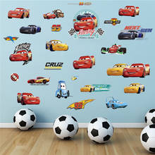 Pegatinas de pared de coche 3d de dibujos animados para habitaciones de niños, calcomanía de pared del dormitorio, póster de arte mural de pvc diy 2024 - compra barato