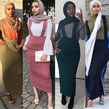 Muslim Overall Pencil Skirt Women Two Shoulder Straps Maxi Long Skirts Islam High Waist Bodycon Slim Bottom Islamic Clothing 2024 - buy cheap