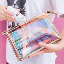 TPU Laser Deisgn Travel Bag Transparent Female Waterproof Jelly Bag Cosmetic Bag for Female Makeup Bag Toiletry Bag 2024 - buy cheap