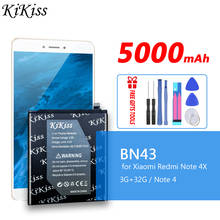 KiKiss BN43 5000mAh For Xiaomi Redmi Note 4X 3G+32G / For Redmi Note 4 Global Version Snapdragon 625 Phone Replacement Batteries 2024 - buy cheap