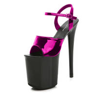 Sandalias de charol para mujer, zapatos de tacón alto especial de 20cm, con plataforma fina y Sexy, colores mezclados, color negro, 2020 2024 - compra barato