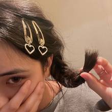 New Women Vintage Silver Metal Heart Pendants Hairpins Girls Simple Hair Clips Side Barrettes Headband Fashion Hair Accessories 2024 - buy cheap