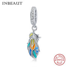 INBEAUT New charm 100% 925 sterling silver color feather pendant fit women's brand bracelet or necklace DIY beads jewelry making 2024 - buy cheap