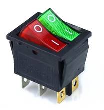 Interruptor de balancim duplo do barco de kcd3 6 pino ligado com luz verde vermelha 20a 125vac 2024 - compre barato