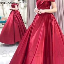 New Arrival Red Ball gown Evening dresses Long Satin Caftan Dubai Evening gowns Robe de soirée de mariage Cheap evening dress 2024 - buy cheap