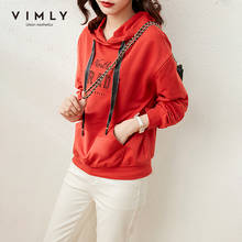 Толстовка Vimly женская с капюшоном, модный красный свитшот с вышитыми буквами, повседневный Женский пуловер, топы, F6562, весна 2024 - купить недорого