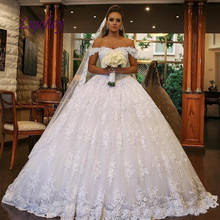 Sexy Ball Gown Lace Wedding Dresses Plus Size White or Ivory African Bridal Bride Dress Wedding Gowns 2024 - buy cheap