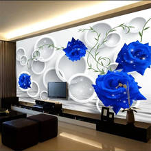 beibehang Custom wallpaper 3d murals stereo circle blue rose simple papel de parede mural TV background wall painting wallpaper 2024 - buy cheap