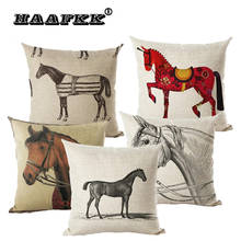 45x45cm Cartoon Colorful Horse Cushion Cover Cotton Linen Thow Pillow Cover Cushion Case Sofa Bedroom Decorative Pillows 2024 - buy cheap