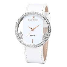 Reloj de lujo con diamantes de imitación para mujer, cronógrafo de cuarzo japonés, pulsera de cuero de moda fina, regalo de cumpleaños de niña, corona real 2024 - compra barato