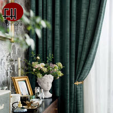 Luxury Blackout Velvet Curtains For Living Room Retro Green Curtains For Bedroom Study Room Window Panel Custom Size Drapes 2024 - buy cheap