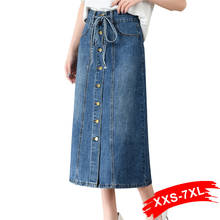 Waist Drawing Plus Size Button Up Long Jeans Skirts 4Xl 6Xl Spring Front Buttons A-Line Calf Length Casual Denim Skirt Maxi 2024 - buy cheap