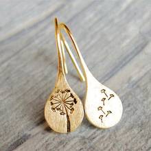 Trendy Gold Dandelion Simple Retro Earring Hand-carved Dandelion Shape Seed Earrings for Women Female Party Jewelry Wholesale 2024 - buy cheap