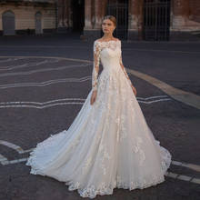 Robes De Mariage Long Sleeve Wedding Dresses Boat Neck Sukienka Sequined Beading Vestido De Noiva Luxury Hochzeitskleid 2024 - buy cheap