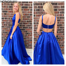 HONGFUYU Royal Blue Prom Dresses Long Satin Party Dresses Formal Evening Wear Pageant Gowns gala jurke with Pockets Backless 2024 - buy cheap