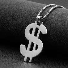 Hip Hop Dollar Sign Silver Color Stainless Steel Necklace Men Women Trend Pendant Birthday Party Gift Accessories 2024 - buy cheap