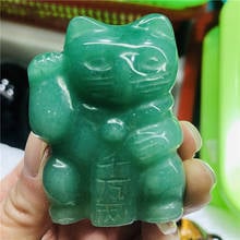 Natural crystal jade lucky fortune Cat Fortune Feng Shui statue Statue office decoration chakra healing stone statue decoration 2024 - buy cheap