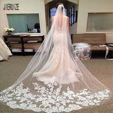 JIERUIZE 3 Meter Wedding Veil with Comb Long Lace Appliques Wedding Accessories Cathedral Bridal Veil Veu De Noiva 2024 - buy cheap