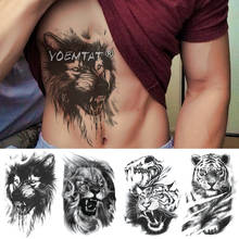 Череп Лесной Волк временная татуировка наклейка лев тигр водостойкое тату воин-солдат для боди-арта поддельные тату для мужчин и женщин 2024 - купить недорого