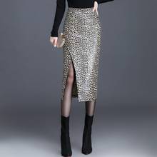 Faldas de cuero con estampado de leopardo para mujer, faldas largas de cintura alta, elegantes, a la moda, K1358 2024 - compra barato