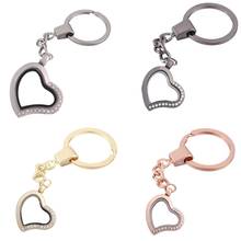 10Pcs/lot Alloy Crystal Heart Love Memory Living Glass Key Ring Keychains Locket  Floating Charms Men Women Gift Jewelry 2024 - buy cheap