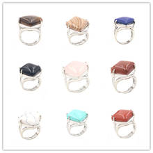 Exclusivo anel de dedo banhado a prata cafeteria, formato de homem ágata preta, anel de dedo retamanho, azul e turquesa, joias de pedra 2024 - compre barato