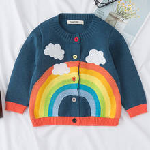 Suéter de arcoíris para niño y niña, Chaqueta de punto, abrigo, prendas de vestir exteriores, Otoño e Invierno 2024 - compra barato