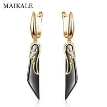 MAIKALE Trendy Wing Shape Black Ceramic Earrings Gold  Drop Earrings for Women Jewelry Fashion Accessories Female Gifts 2024 - buy cheap