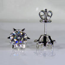 14K White Gold Studs DF Color Moissanite Jewelry Custom made Engagement Anniversary Snowflake 6 claws earrings 2024 - buy cheap