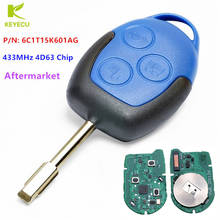 KEYECU Aftermarket TRANSIT дистанционный ключ-брелок от машины 3 кнопки 433 МГц 4D63 чип для Ford Transit WM VM 2006-2014 P/N: 6C1T15K601AG 2024 - купить недорого