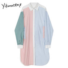 Yitimuceng Button Mini Dresses Women Spring 2021 V-Neck Loose Single Breasted Fashion Clothing Casual Back To The Basics New 2024 - buy cheap