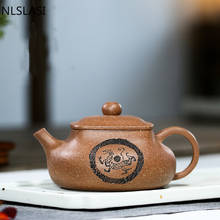 Yixing bule de chá roxo argila sifang, longteng chaleira de beleza, bruto, conjunto de chá artesanal, autêntico guanyin 220ml 2024 - compre barato
