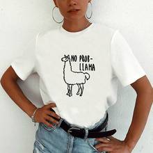 No Prob-llama Funny T Shirt Women Llama Graphic Tee Women O-neck Short Sleeve Cotton Tshirt Women Top Camiseta Mujer 2024 - buy cheap