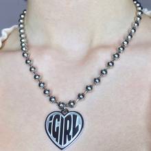 Stainless Steel Female Symbol Girls Crush Choker Heart Pendant Necklace Women Unif Heavy Gothic Streetwear Jewelry 2024 - buy cheap