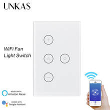 UNKAS Fan/Light APP Remote Control light switch Smart Life Tuya Wifi Alexa Wall Touch Switch Smart Google Home Light Switch 2024 - buy cheap