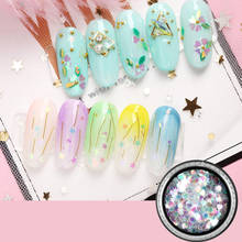 Lantejoulas holográficas para unhas, decoração para arte em unhas com glitter, estrela, redondo, flocos de coração, sereia, espelho irregular, lantejoulas diy, 1 caixa 2024 - compre barato