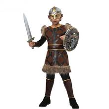 Дети Мальчики средневековый рыцарь воин костюм для сцены, косплея вечерние Nordic костюмы Норман Шевалье Viking пиратский топы для Хеллоуина 2024 - купить недорого
