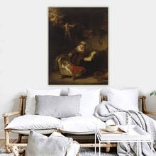 Citon Rembrandt-pintura al óleo de la Sagrada Familia con ángeles, cuadro de arte famoso, decoración de fondo de pared para el hogar 2024 - compra barato