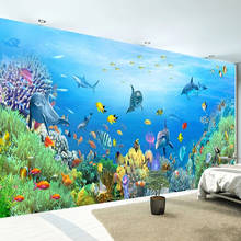 Пользовательские 3D обои, подводный мир, фотообои «Дельфин», тема детской спальни, отеля, гостиной, фоновые настенные 3D наклейки, водонепроницаемые 2024 - купить недорого