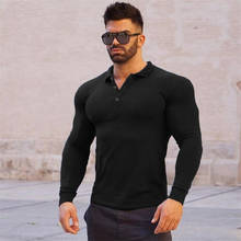 Running Shirt Sports Compression Polo Shirt Men Gym Long Sleeve Slim Fit T-Shirt Polo Top Male Workout Fitness Training Clothing 2024 - buy cheap
