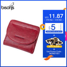 BISONJS Genuine Leather Wallet Women Fashion Card Holder Wallet Female Coin Purse Holder Mini Clutch Money Bag For Girls B3274 2024 - buy cheap