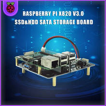 X820 v3.0 2.5 polegadas sata hdd/ssd placa de expansão de armazenamento com dc 5v 4a plugue adaptador de energia para raspberry pi 3 b + (plus) /3 b 2024 - compre barato