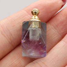 Natural Fluorite Quartzs Perfume Bottle Pendants Essential Oil Diffuser Pendants Polygon Shape for Making Necklace 15x30mm 2024 - buy cheap