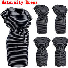 Women Maternity Dresses Short Sleeve Pregnant Stripe Summer Strapless Dress Breastfeeding Clothes Платье Для Беременных 2024 - buy cheap