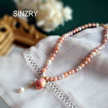 SINZRY hotsale original fashion jewelry natural freshwater pearl pink flower tassel pendant chokers vintage necklaces for female 2024 - buy cheap