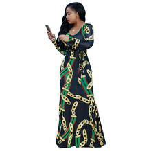 Новое модное платье с длинными рукавами в африканском стиле, популярное эластичное платье с цифровым принтом, размеры S, M, L, XL, XXL, 3XL 2024 - купить недорого