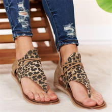 Sandalias con estampado de leopardo para mujer, zapatos planos con cremallera de talla grande, para verano, 2020 2024 - compra barato